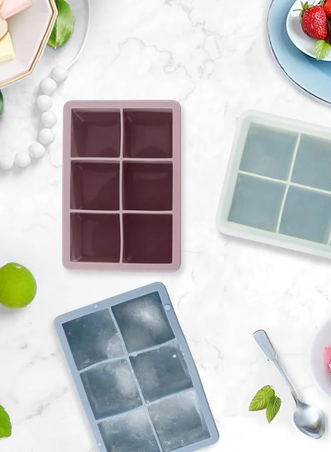 Casa Quesera  3-Pack Silicone Ice Cube Trays with Lids – Large 1.9" Easy-Release Moulds for Whiskey, Cocktails & Baby Food  | Best Price UAE